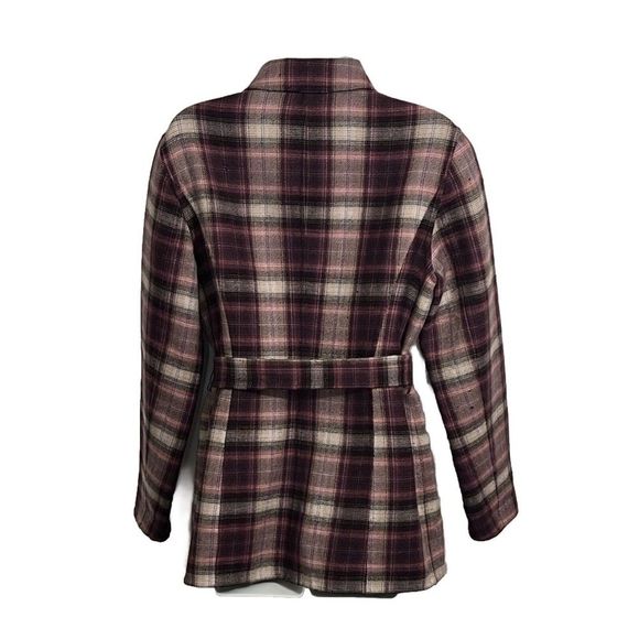 Vintage Randolph Duke The Look Y2K Wool Blend Jacket Blazer Plaid Pink Tan Sz 8 - Picture 2 of 13